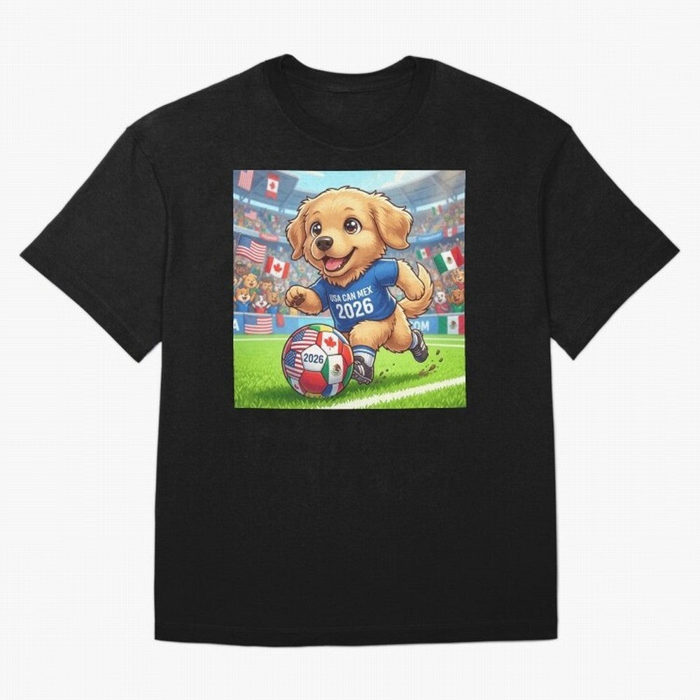 Golden Retriever Soccer Champ - World Cup 2026 Spirit Oversized T-Shirt Treasure Match Day Hype around FIFA World Cup 2026 Group Stage, Messi, Brazil, Tournament Hype, Historic Matchups, Family Viewing Parties and Global Sports Pride; Made for Die