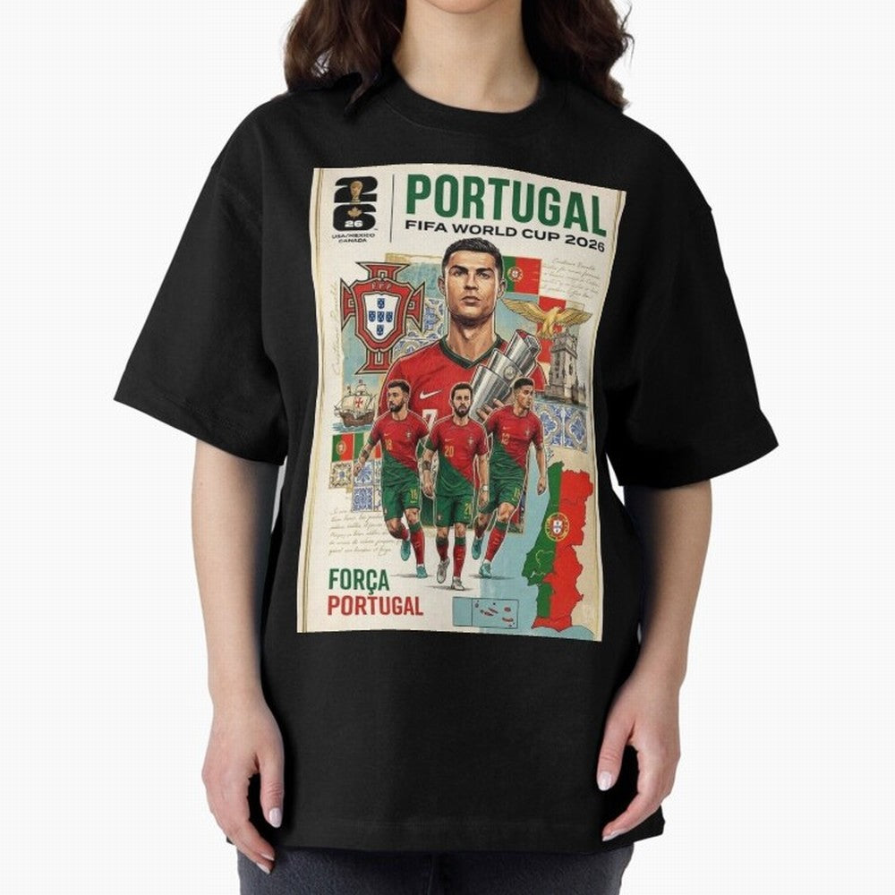 Portugal 2026 ¨C In Search of Glory Oversized T-Shirt Show Fan Pride Across Match Day Hype around FIFA World Cup 2026, Neymar, England, France and Netherlands, Champion Mindset, Group Stage Buzz, Knockout Tension and Passionate Fan Culture; Made