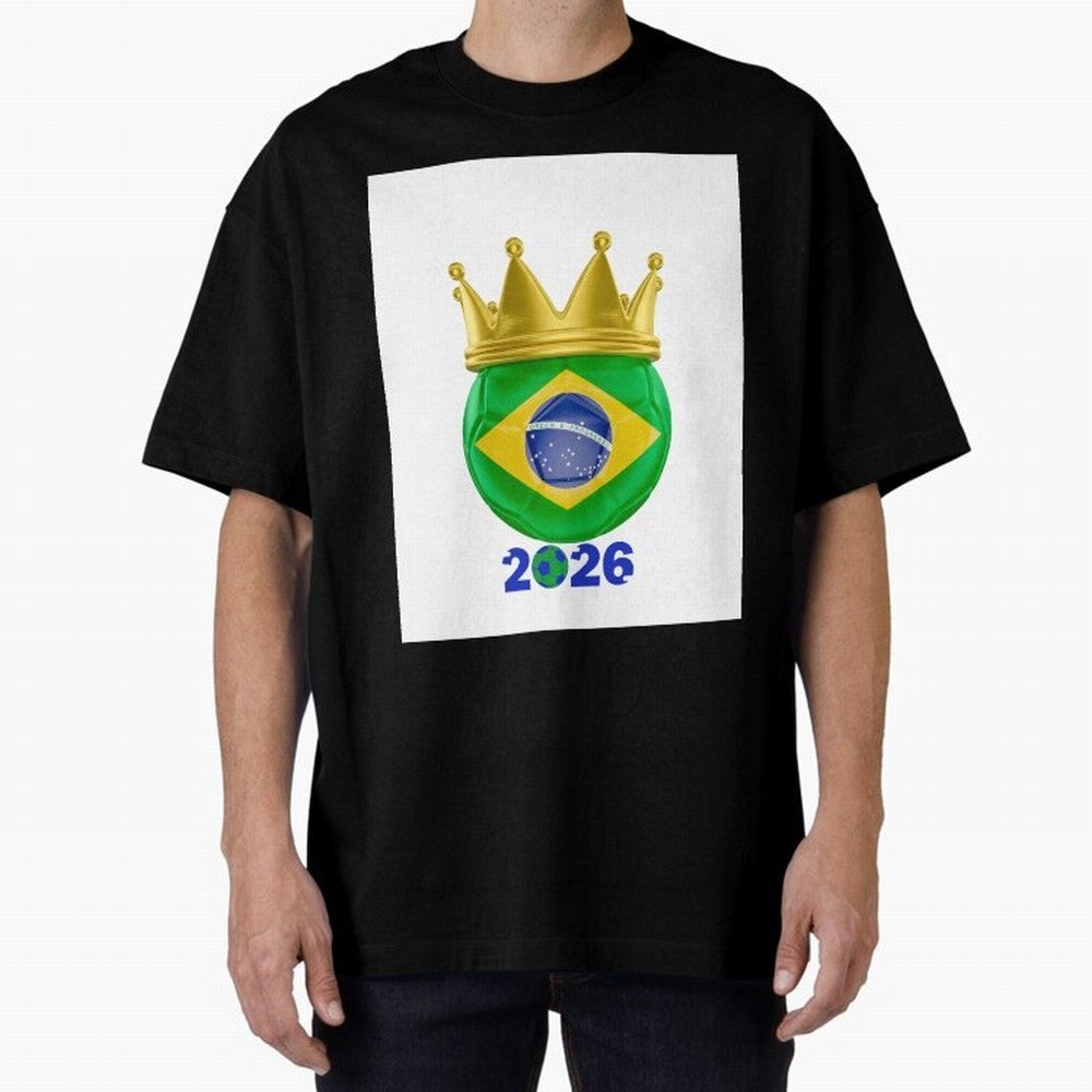 Brazil Football Champion Crown 2026 Oversized T-Shirt Show Your Tournament Heart for Match Day Hype around FIFA World Cup 2026, Messi, Germany, Fan Favorite Moments, National Team Passion, Big Match Drama and Soccer History; Ideal for Passionate