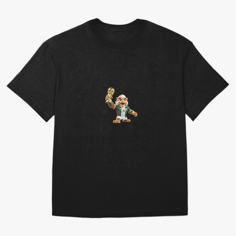 Mexico Soccer Mascot Champion - Mexican Football Victory Trophy 2026 Oversized T-Shirt Join Supporters Worldwide for FIFA World Cup 2026 Group Stage Spirit, Celebrating Argentina and Brazil, Messi, CR7 and Mbappe, Retro Football Energy, Iconic