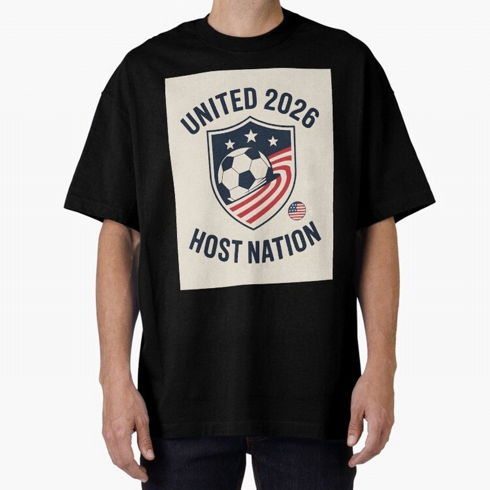 United 2026 USA World Cup Host Nation Soccer Crest T-Shirt Oversized T-Shirt Experience the Global Stage of Match Day Hype around FIFA World Cup 2026 Group Stage, Messi, CR7 and Mbappe, Portugal, Spain and Germany, Retro Football Energy, Iconic