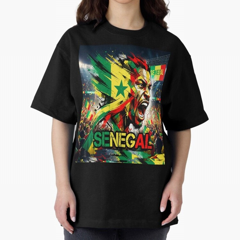 SENEGAL FOOTBALL TEAM Oversized T-Shirt Join FIFA World Cup 2026 Group Stage for Fans of CR7 and Portugal, Spain and Germany, Bringing Retro Football Energy, Iconic Rivalries, Trophy Chase Drama and Stadium Atmosphere; Perfect for People Who Love