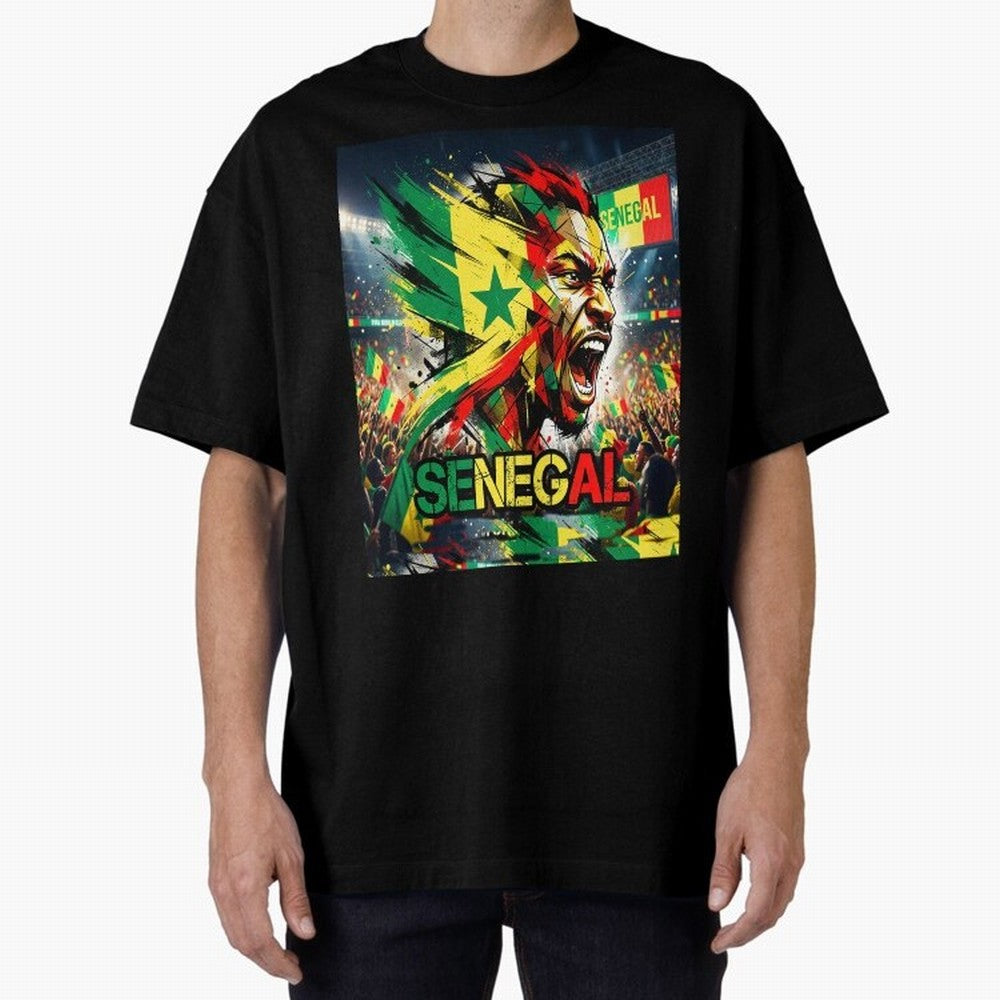 SENEGAL FOOTBALL TEAM Oversized T-Shirt Join FIFA World Cup 2026 Group Stage for Fans of CR7 and Portugal, Spain and Germany, Bringing Retro Football Energy, Iconic Rivalries, Trophy Chase Drama and Stadium Atmosphere; Perfect for People Who Love