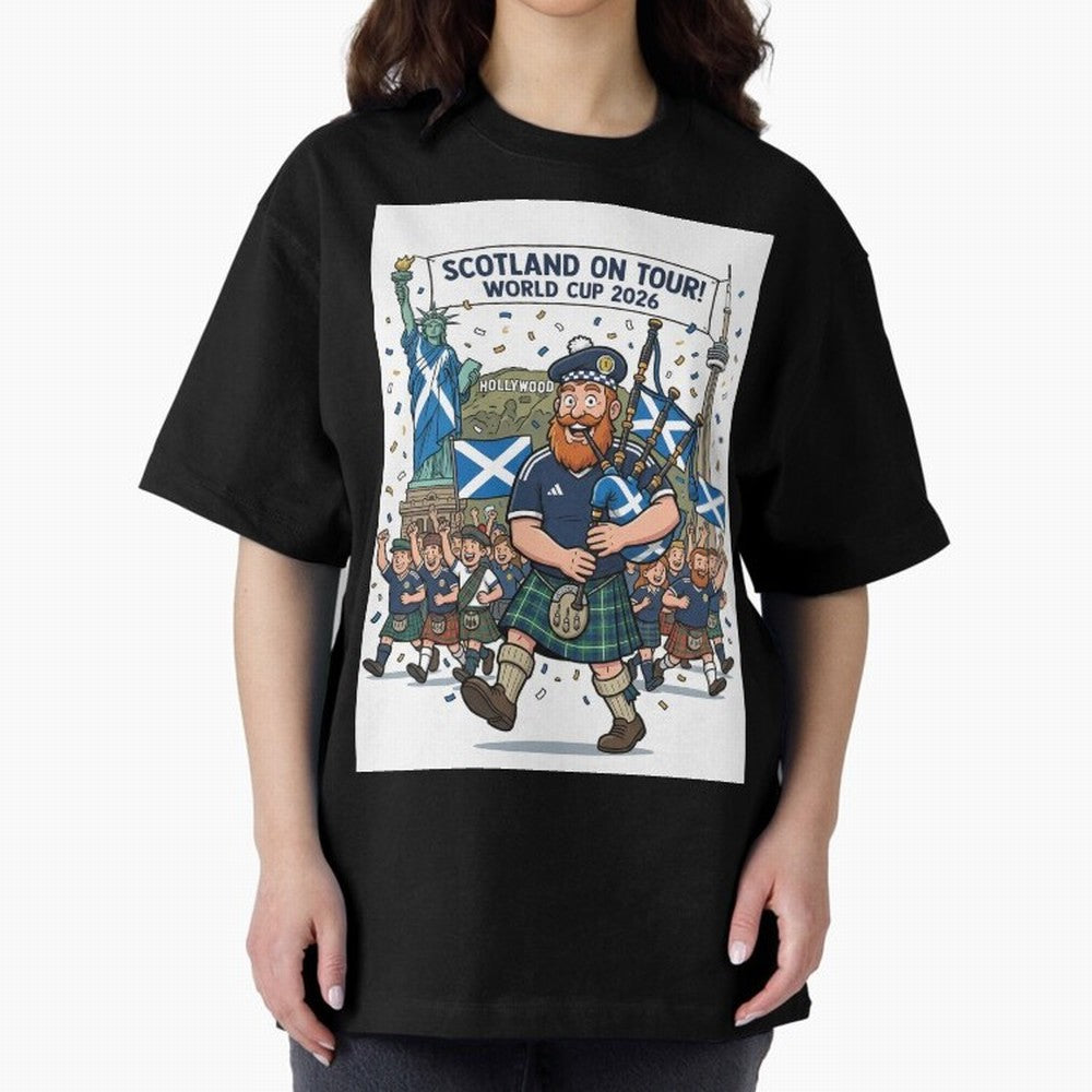 World Cup 2026 Tour Oversized T-Shirt Mark Global Football Passion for FIFA World Cup 2026, Made for Messi, Neymar and Mbappe, France and Portugal, Sports Nostalgia, International Competition, Famous Players and Unforgettable Victories; Created for