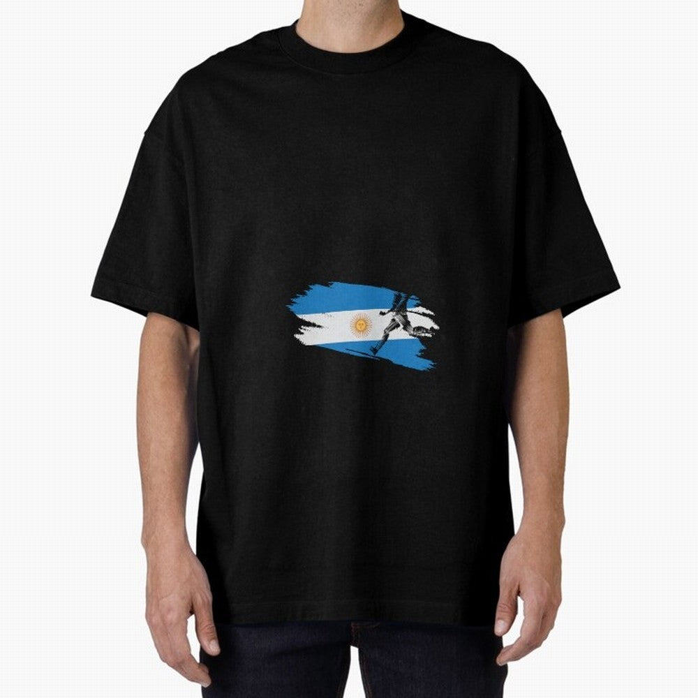 Argentina 2026 ¨C Muchachos ¨C Rumbo a la Cuarta en USA 2026 Oversized T-Shirt Celebrate Fan Favorites in Global Football Passion for FIFA World Cup 2026 Group Stage, Filled with Messi, CR7 and Mbappe, Spain, Goal Celebration Energy, Supporter