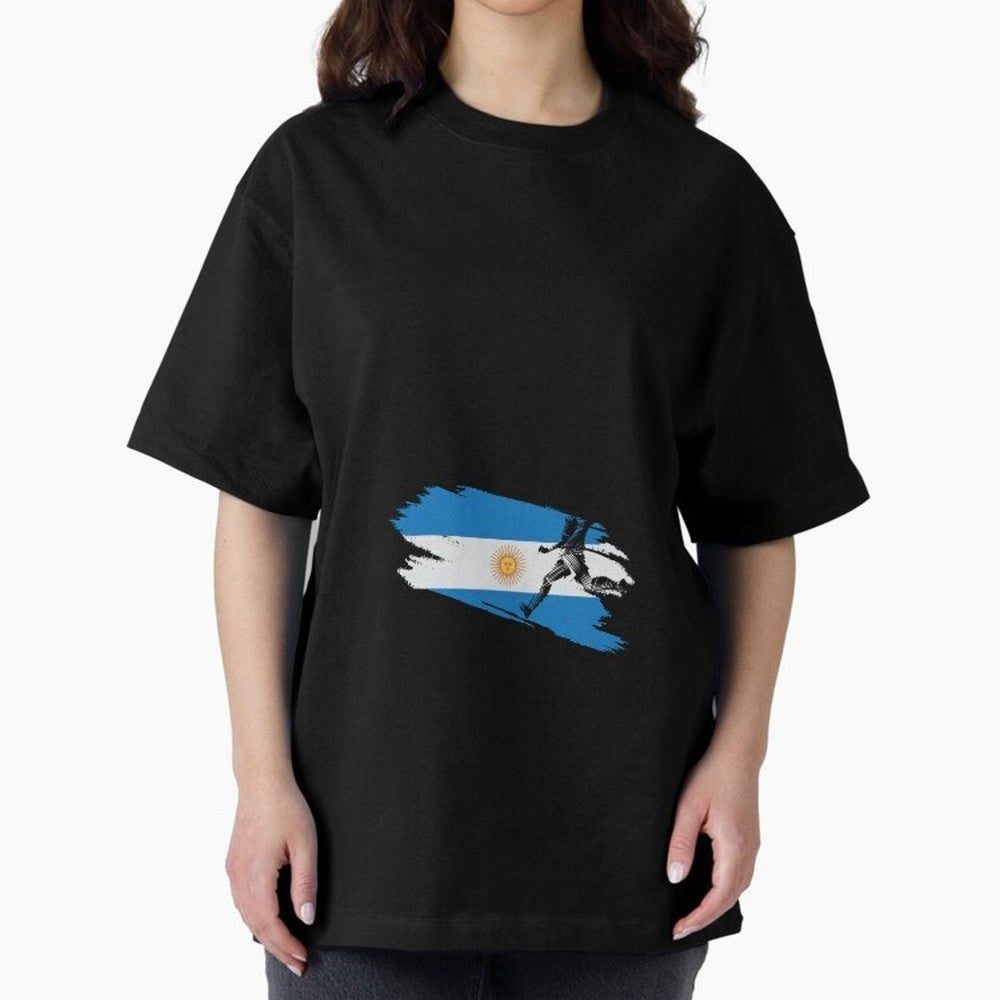 Argentina 2026 ¨C Muchachos ¨C Rumbo a la Cuarta en USA 2026 Oversized T-Shirt Celebrate Fan Favorites in Global Football Passion for FIFA World Cup 2026 Group Stage, Filled with Messi, CR7 and Mbappe, Spain, Goal Celebration Energy, Supporter