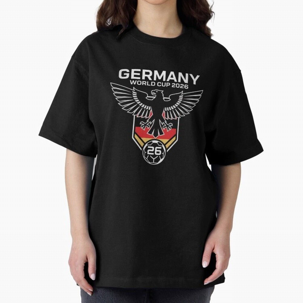 Germany National Football Team World Cup 2026 Eagle Logo Oversized T-Shirt Join the Countdown to FIFA World Cup 2026 USA Canada Mexico Spirit, Filled with France, Mbappe and Neymar, Game Day Rituals, Football Legends, Country Pride and the Road to