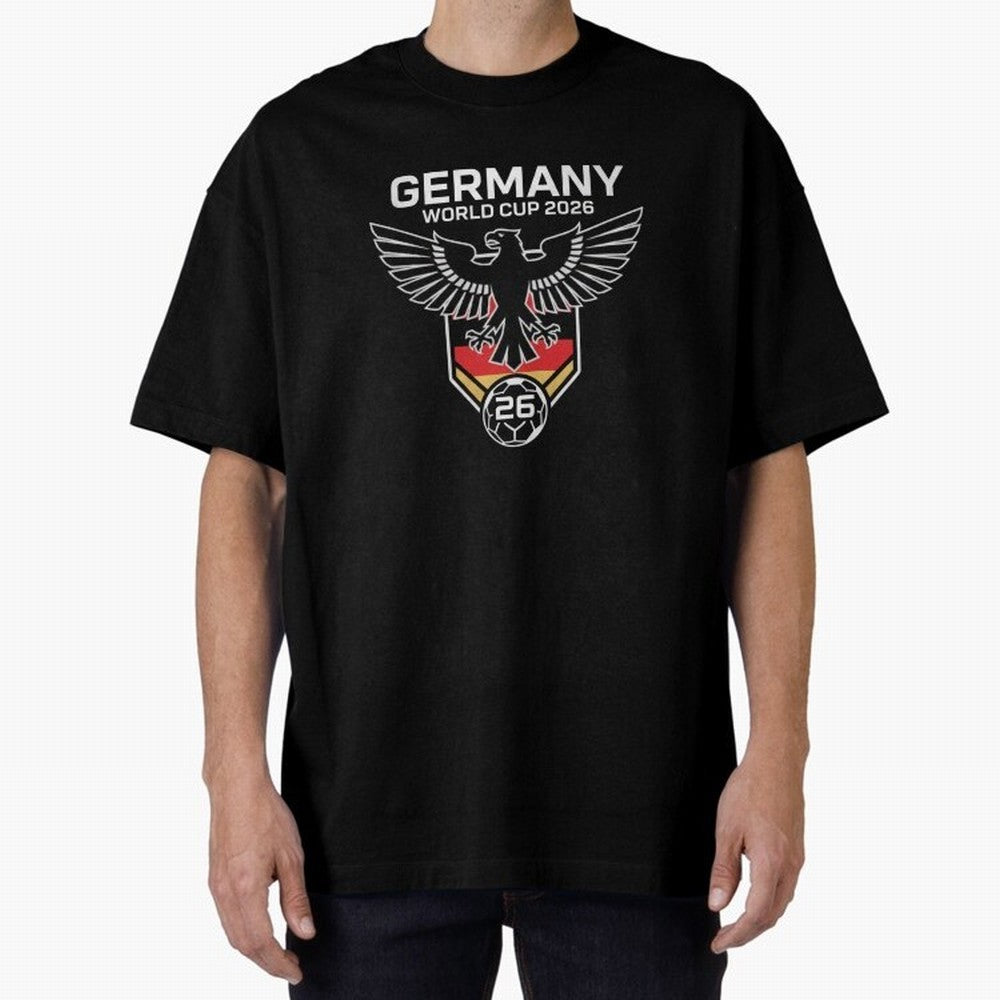 Germany National Football Team World Cup 2026 Eagle Logo Oversized T-Shirt Join the Countdown to FIFA World Cup 2026 USA Canada Mexico Spirit, Filled with France, Mbappe and Neymar, Game Day Rituals, Football Legends, Country Pride and the Road to