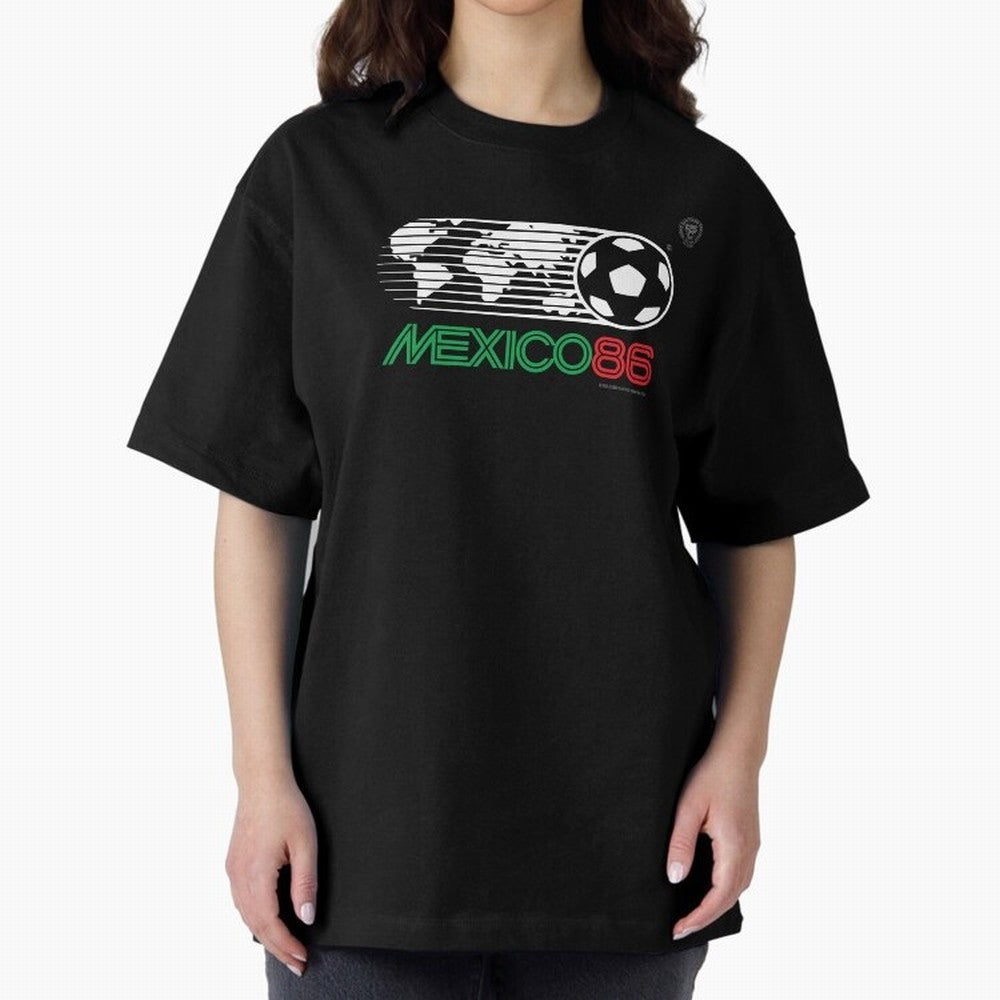 Mexico 86 Logo Tribute ¨C Retro Soccer World Cup Inspired Graphic | Vintage Mexican Football Art | Ruben Santiago Creative Oversized T-Shirt Celebrate the Next Chapter of the FIFA World Cup 2026 Journey through Mbappe and Neymar Highlights, Brazil