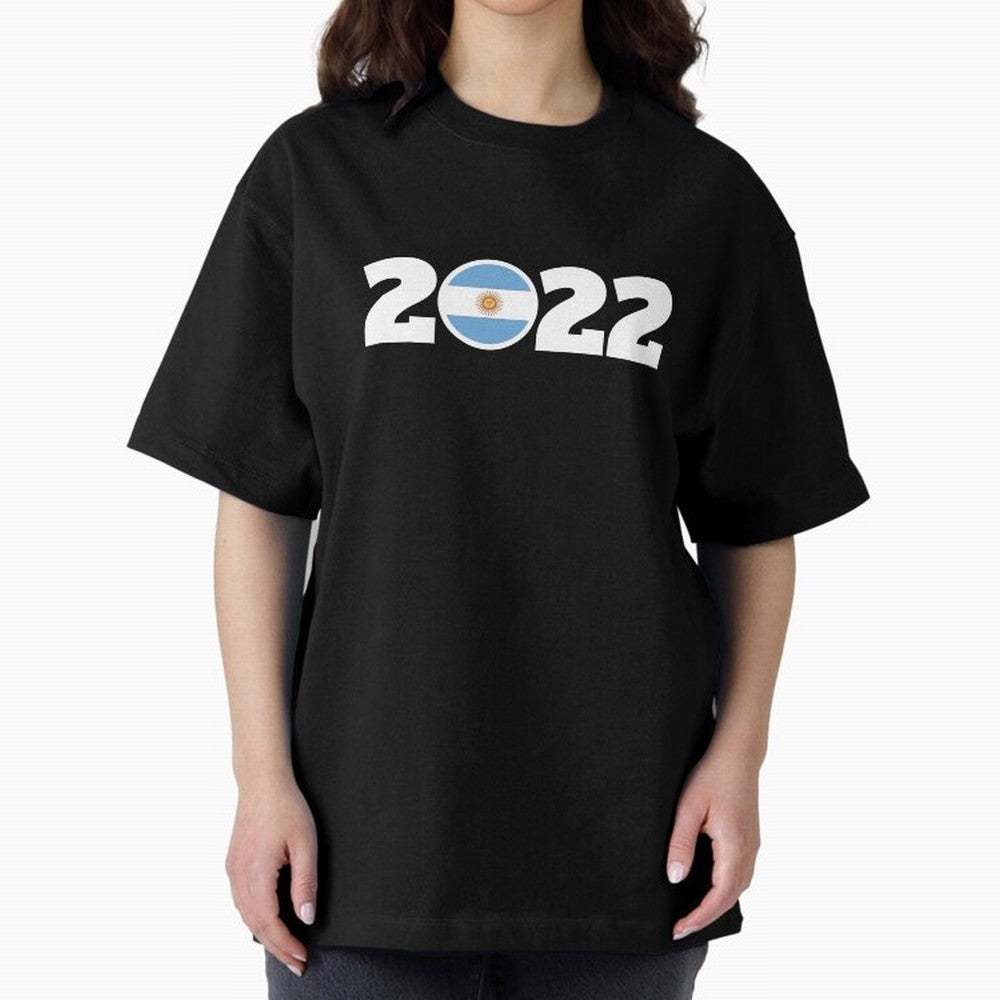 Argentina 2022 World Champions Three Stars Oversized T-Shirt Support the Legends of FIFA World Cup 2026 Group Stage for Fans of Messi and Germany, Bringing Vintage Soccer Flavor, Modern Football Stars, National Flags and Final Night Emotion;