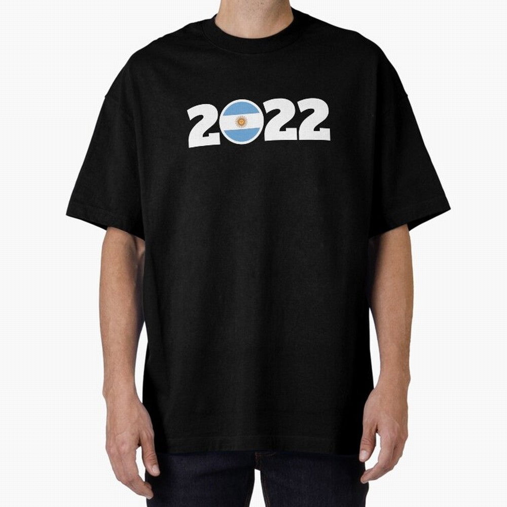 Argentina 2022 World Champions Three Stars Oversized T-Shirt Support the Legends of FIFA World Cup 2026 Group Stage for Fans of Messi and Germany, Bringing Vintage Soccer Flavor, Modern Football Stars, National Flags and Final Night Emotion;