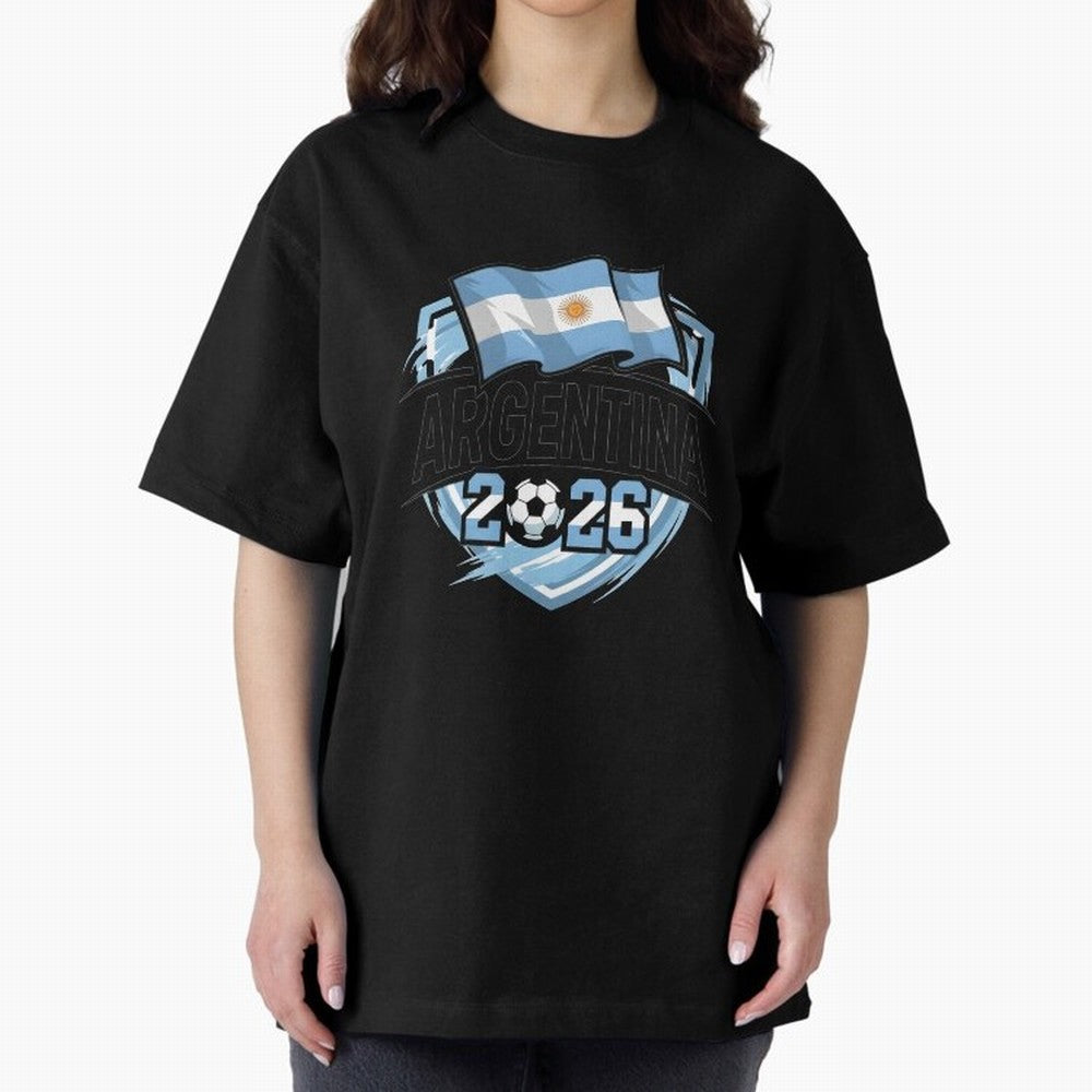 ARGENTINA World Cup 2026 Poster ¨C ARGENTINA Football Oversized T-Shirt Represent Football Lovers during FIFA World Cup 2026 for Fans of Mbappe and Neymar and France and Portugal, Bringing Soccer Culture, Superstar Moments, National Team Dreams and