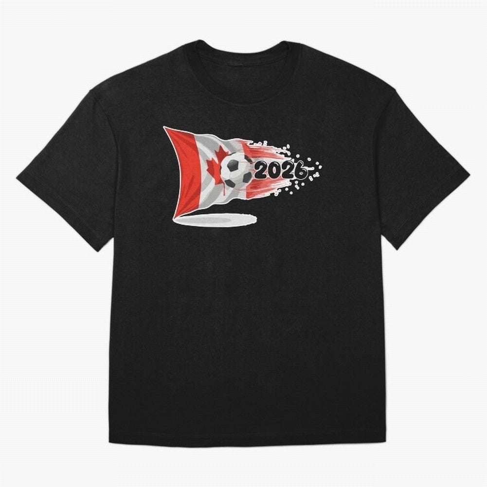 2026 Soccer World Cup Canada Flag T-Shirt | Dynamic Football Fan Tee Oversized T-Shirt Celebrate National Team Dreams in Match Day Hype around FIFA World Cup 2026 USA Canada Mexico, Haaland, Argentina and Brazil, Stadium Memories, Football Loyalty,