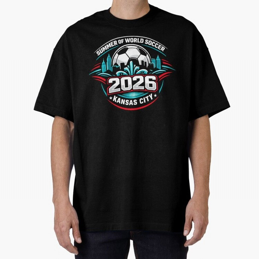 World Soccer Tournament Cup 2026 Kansas City Oversized T-Shirt Relive Legendary Nights from FIFA World Cup 2026 USA Canada Mexico Highlighting Haaland and Mbappe, Spain and Netherlands Energy, Football Passion, Legendary Performances, Festival