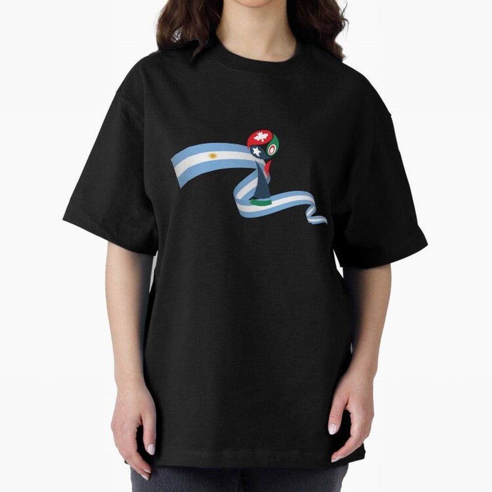 World Cup 2026 Team Argentina Oversized T-Shirt Feel the Roar of FIFA World Cup 2026 USA Canada Mexico for Fans of Haaland and Mbappe and Argentina, Bringing Championship Spirit, Famous Goals, Roaring Crowds and International Football Unity; Ideal