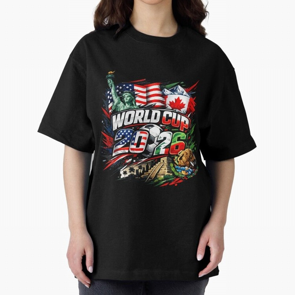 2026 North America Football Championship Oversized T-Shirt Experience FIFA World Cup 2026 USA Canada Mexico for Fans of Cristiano Ronaldo, Haaland and CR7 and Spain and Netherlands, Bringing Goal Celebration Energy, Supporter Heritage, Football