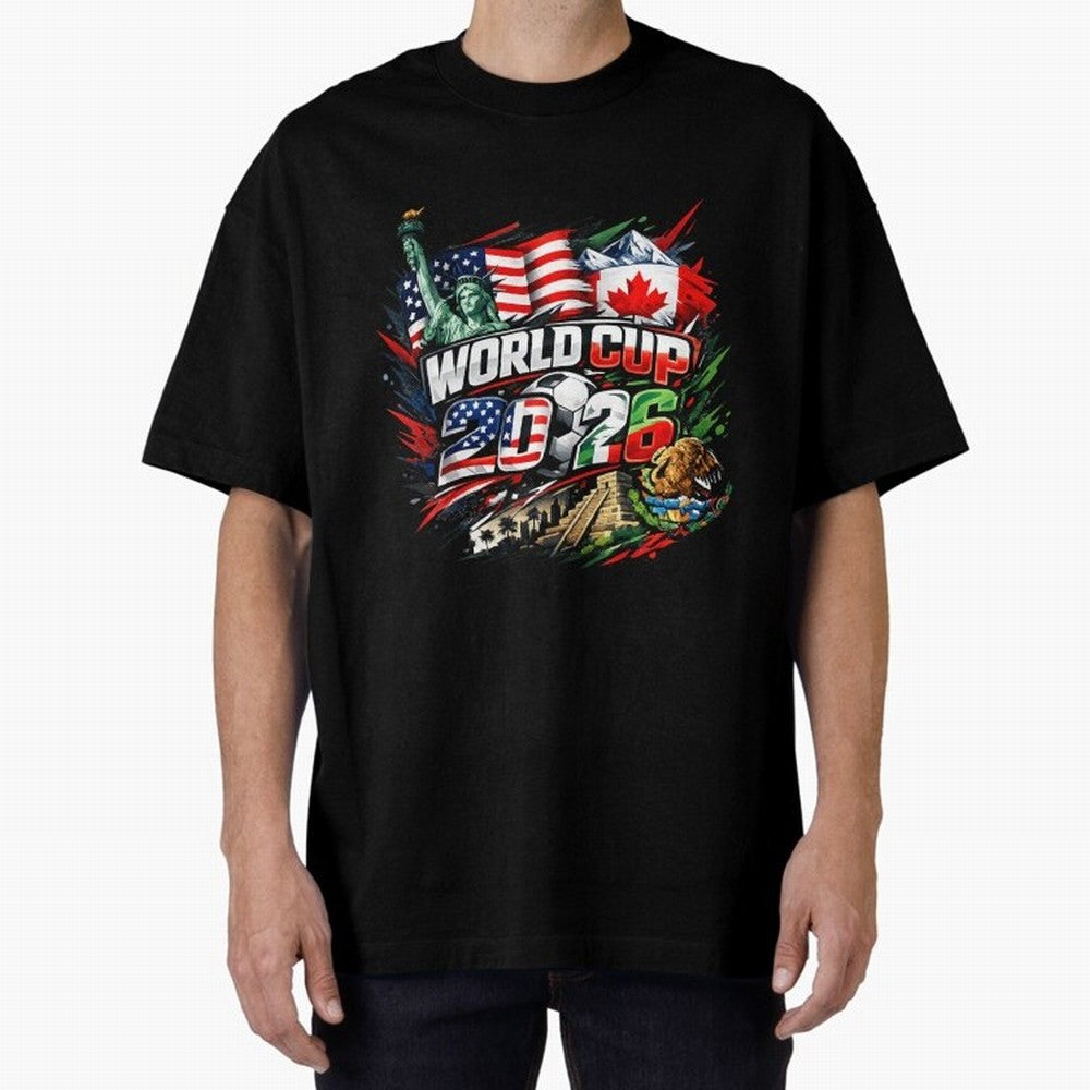 2026 North America Football Championship Oversized T-Shirt Experience FIFA World Cup 2026 USA Canada Mexico for Fans of Cristiano Ronaldo, Haaland and CR7 and Spain and Netherlands, Bringing Goal Celebration Energy, Supporter Heritage, Football